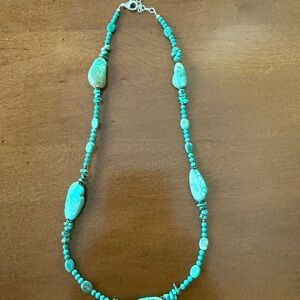 Vintage Barse Turquoise and 925 Silver Beaded Necklace